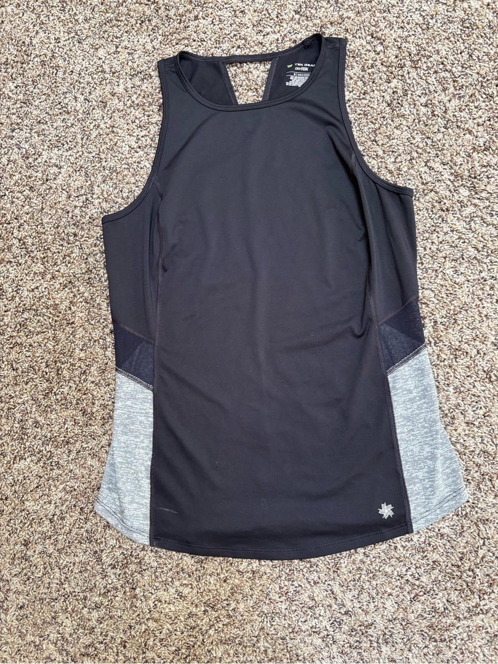 Tek Gear Black Tank Top with Gray Side Panels